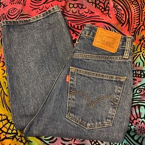 dark wash ribcage straight levi’s